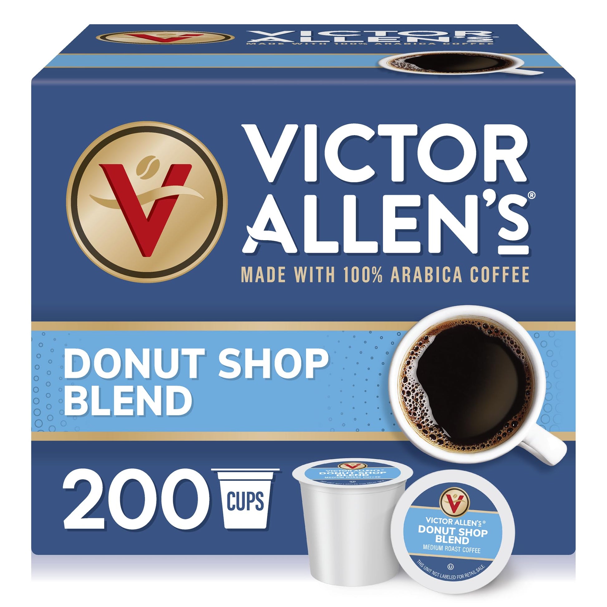 Victor Allens Coffee Donut Shop Blend, Medium Roast Single Serve Pods, 200 Count, Brown, for Keurig K-Cup Brewers