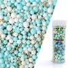 Edible Blue & White & Gold Sugar Pearls Sprinkles Candy Mix Size Pearls Cake Decorations Cupcake Toppers Decorating Perfect for 