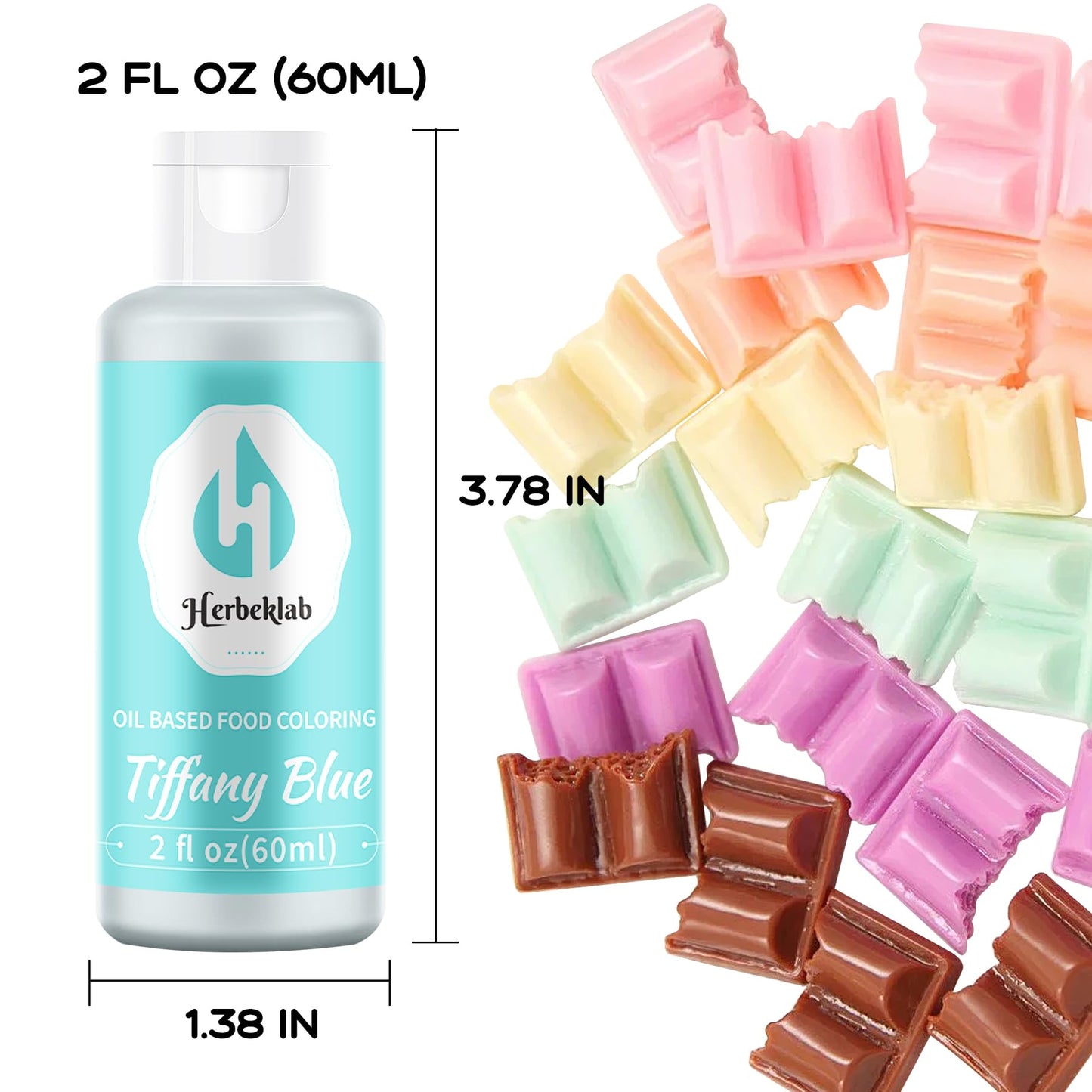 Herbeklab Tiffany Blue Oil Based Food Coloring for Chocolate 60ml Concentrated Dye for Candy Melts and Cake Pops