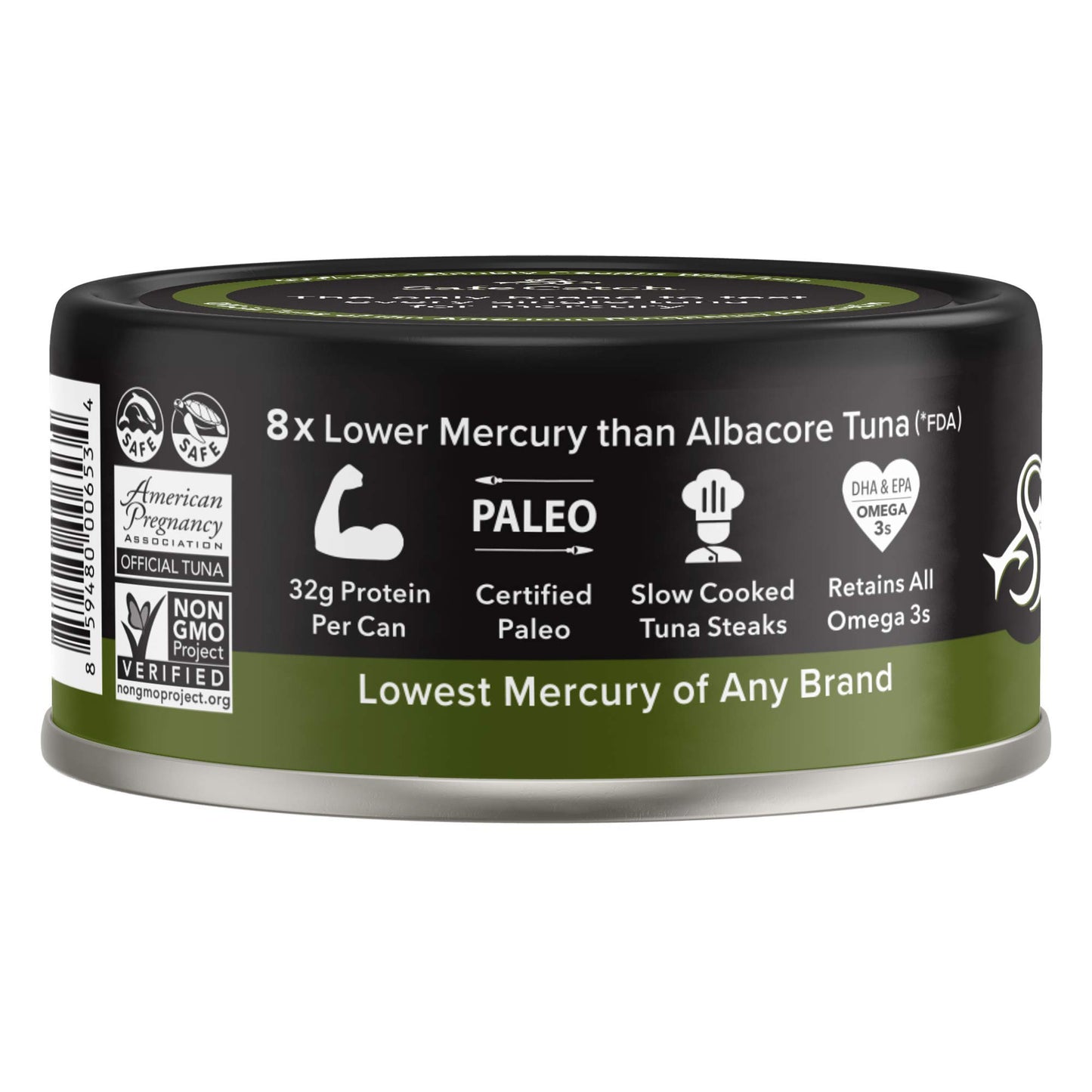 Safe Catch Wild Ahi Yellowfin Tuna Fish Canned, Wild Caught, Lowest Mercury, Lean Protein, Omega 3, Gluten-Free, Kosher, in Avoc