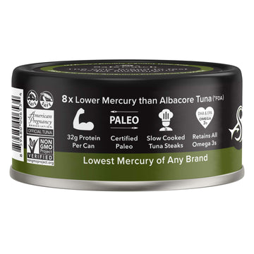 Safe Catch Wild Ahi Yellowfin Tuna Fish Canned, Wild Caught, Lowest Mercury, Lean Protein, Omega 3, Gluten-Free, Kosher, in Avoc