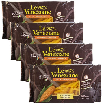 Le Veneziane - Italian Penne Rigate Pasta [Gluten-Free], (4)- 8.8 Oz. Pkgs