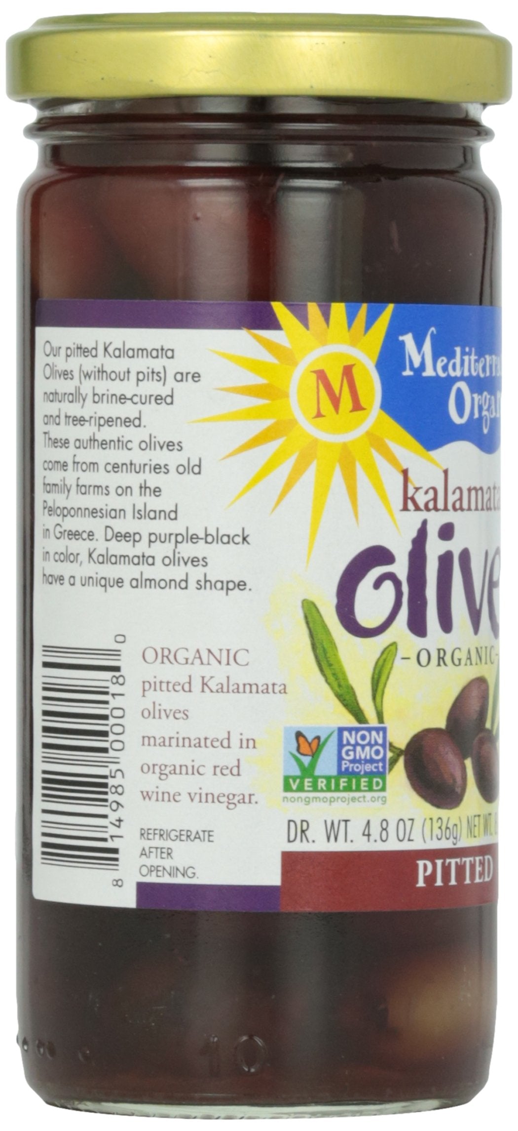 Mediterranean Organic Kalamata Olives, Pitted, 8.4 Oz