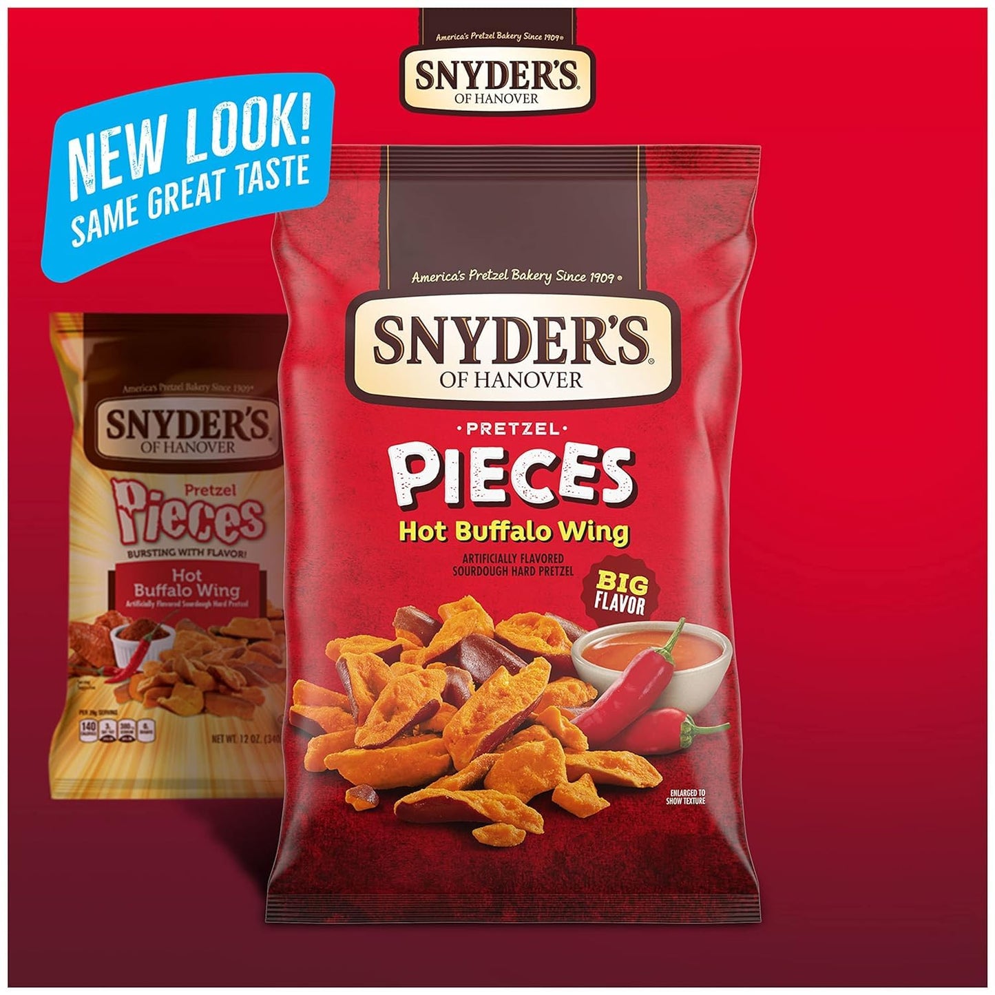 SUPERDEALS Snyders of Hanover Pretzel Pieces, Hot Buffalo Wing, 2.25 Oz, Pack of 12 with Mystery Gift
