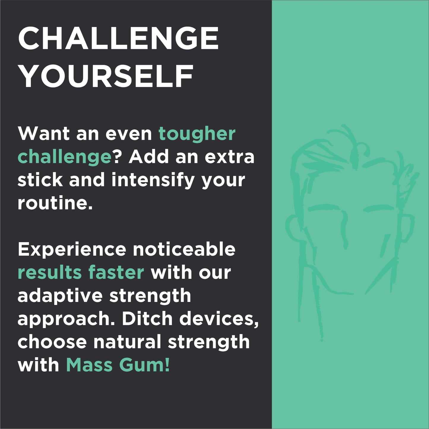 Mass Gum Tough Chewing Gum - Spearmint Flavor - 60 Count - Jawline Exerciser - Hard Gum