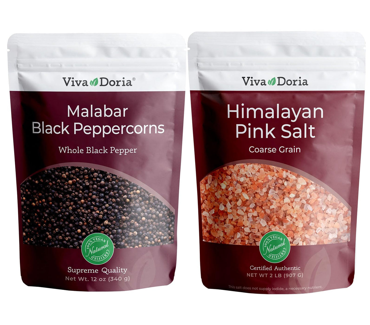 Viva Doria Black Peppercorns & Himalayan Pink Salt, 44 Oz (Pack of 1), Coarse Grain, Model TS0417-A700ML-M1543