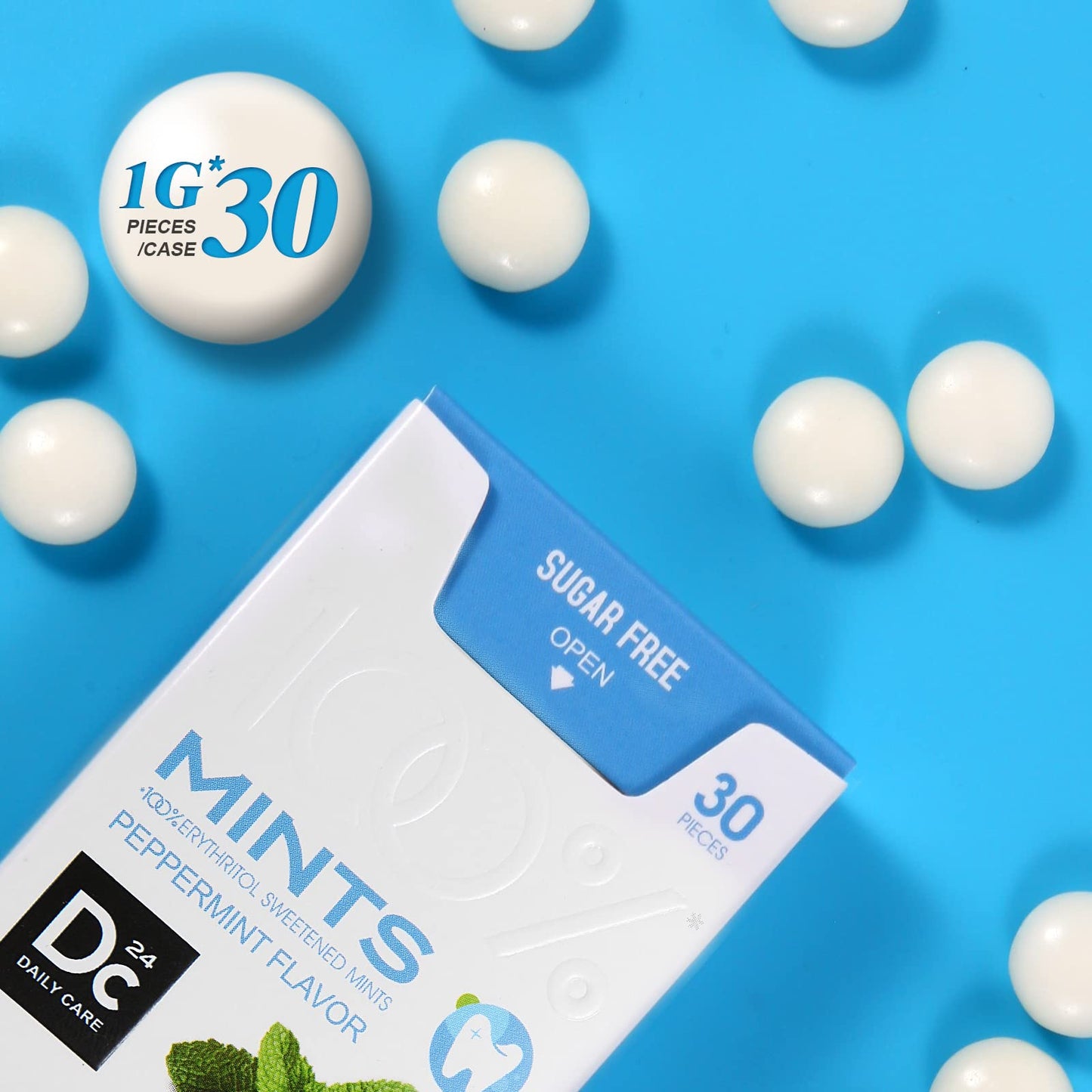 DC24 DAILY CARE 0-Calorie Breath Mints,100% Erythritol, Sugar Free for Dry Mouth, Gluten Free, Assorted Flavor, 30 Count, Pack o