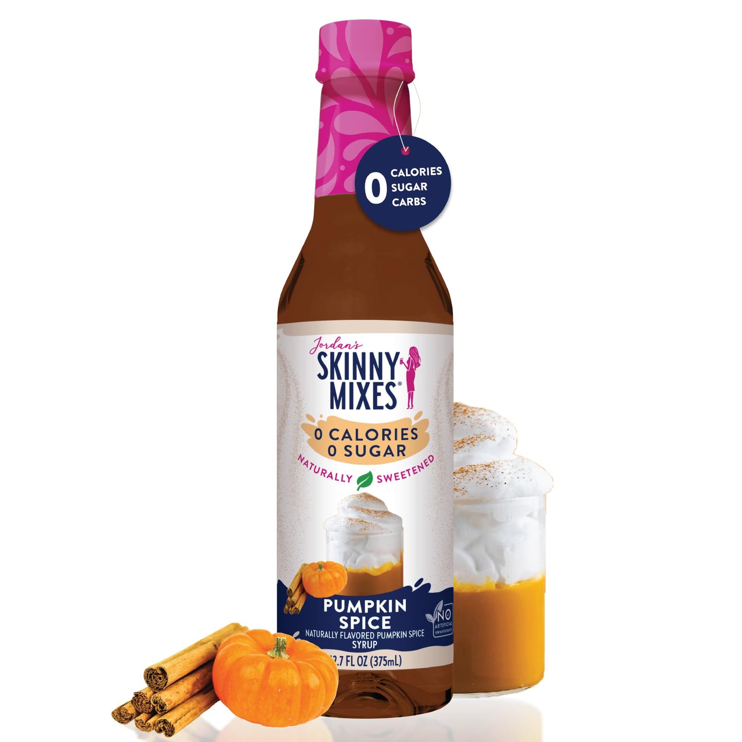 Jordans Skinny Syrups Sugar Free Syrup  Pumpkin Spice Syrup  12.6 oz  Zero Sugar and Zero Calorie Flavoring for Coffee  Protein Shake  Cocktail or Mocktail Drinks and More  Naturally Sweetened Line