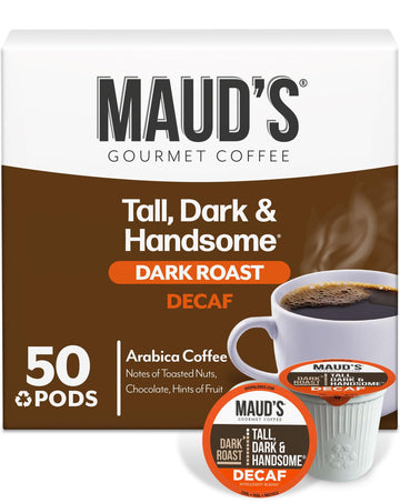 Mauds Decaf Dark Roast Coffee Pods  50ct  Decaffeinated Coffee in Recyclable Single Serve Pods - 100% Arabica Coffee  Compatible with Keurig K Cups Maker