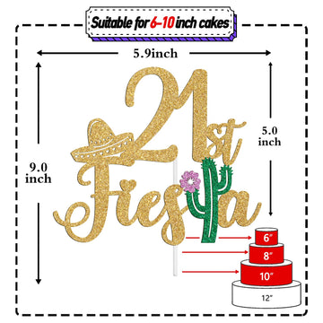 Tivurcia Fiesta 21St Cake Topper, Cheers To 21 Years/Taco Bout 21 Cake Decor,Tropical Hawaiian Mexican Summer Themed Happy 21St