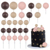 Gyufise 30Pcs Mini Balloon Cake Topper Brown Foam Ball Cake Topper Decorations Faux Pearl Balls Diy Cake Insert Topper Baking De