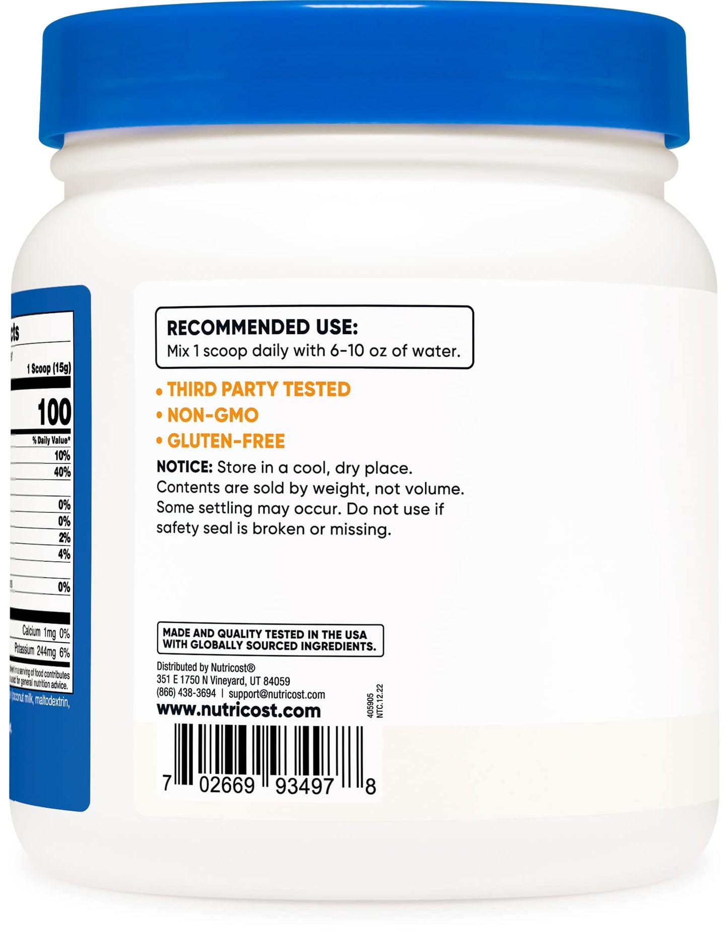 Nutricost Coconut Milk Powder, 16 Ounce, Pack of 1, Model NC-CCNMLK1LB
