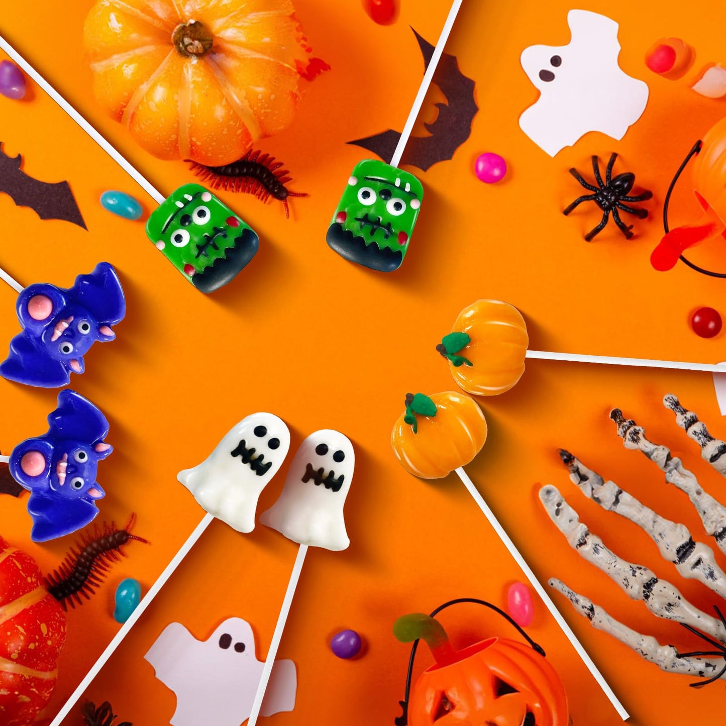 EORA Halloween Lollipop Suckers Candy, 32 Count, Multi, Individually Wrapped, Pumpkin, Green Monster, Bat Candies for Trick or Treat