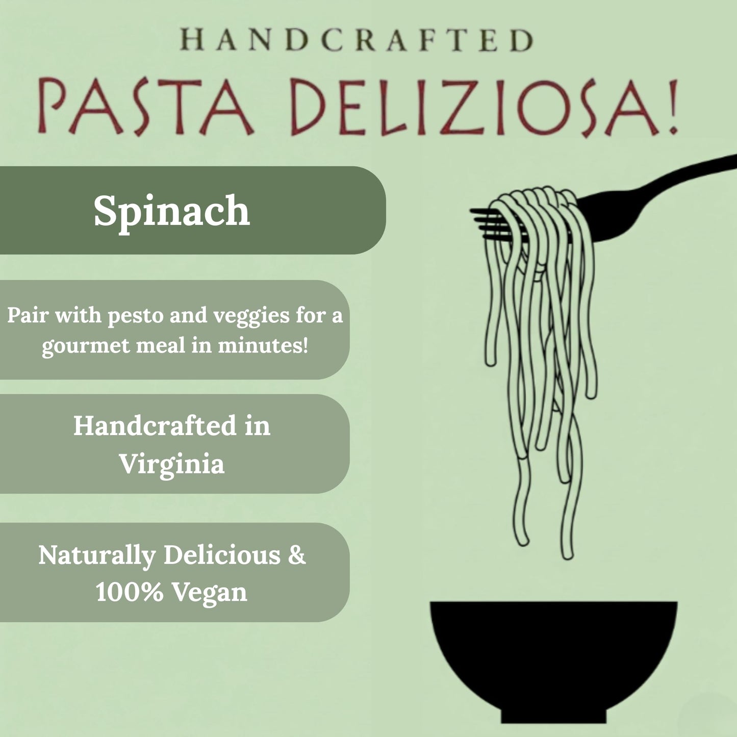 Pasta Deliziosa! Handcrafted Pasta, Spinach Fettucine, 12 ounce - 3 PACK
