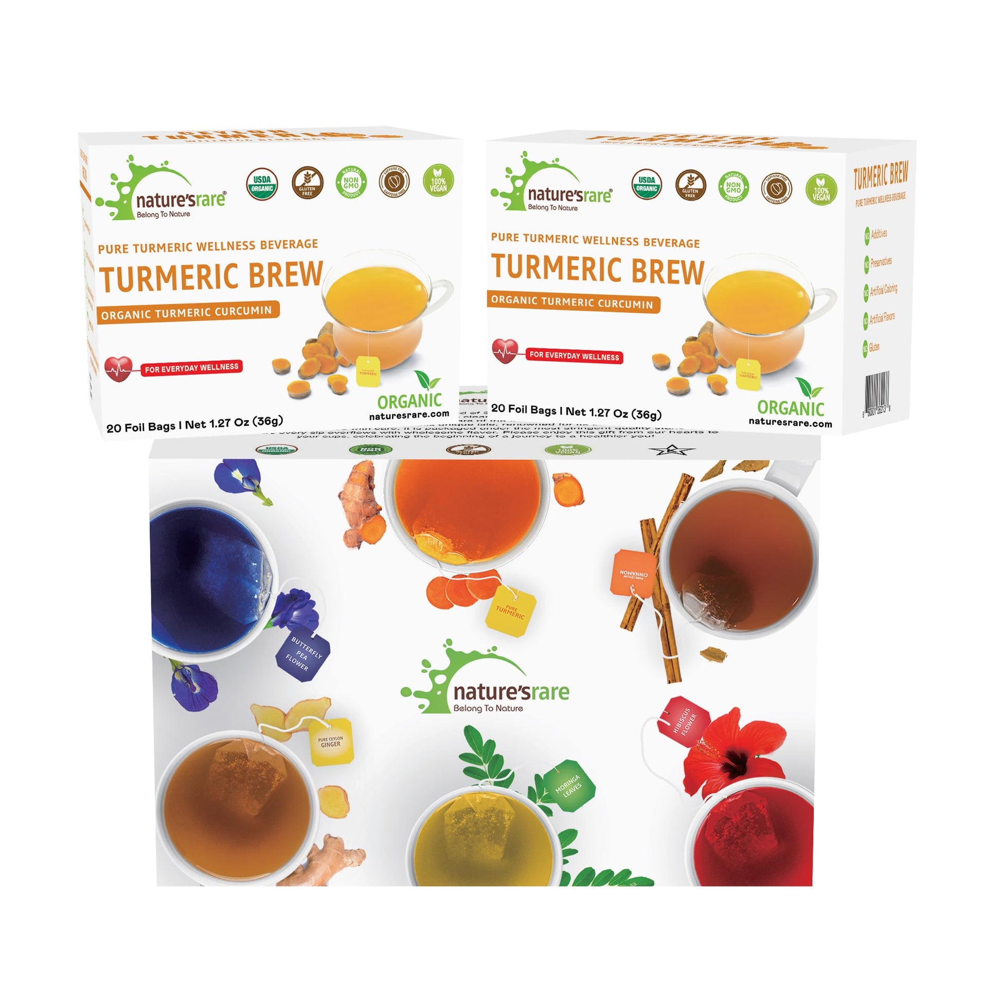 Pure Ceylon Turmeric Brew - 100% Organic Ceylon Turmeric Tea Bags (40 Sachets - Pack Of 2 - 20 Count Per Box)