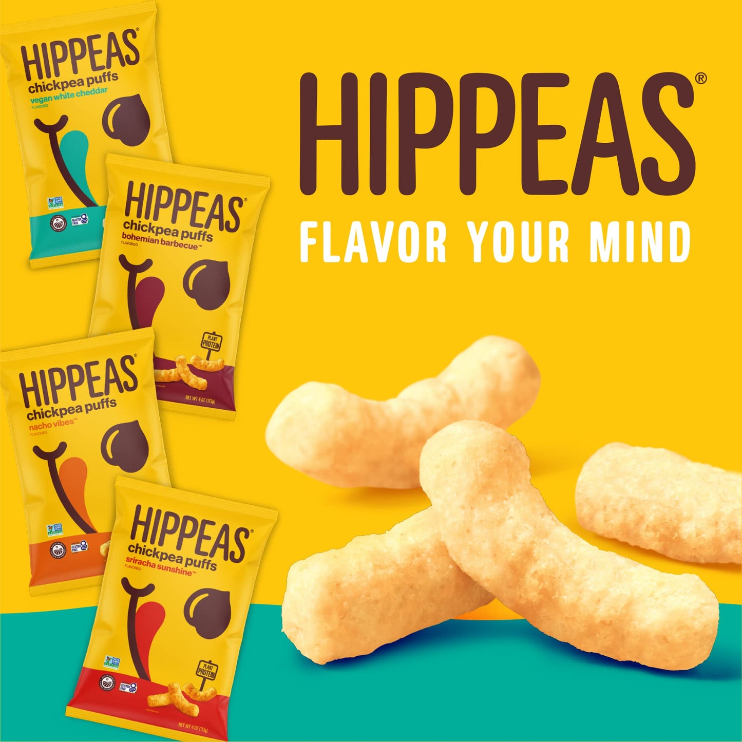 Hippeas Chickpea Puffs, Vegan Nacho Vibes, 0.8 Ounce (Pack Of 18), 3G Protein, 2G Fiber, Vegan, Gluten-Free, Crunchy, Plant Prot