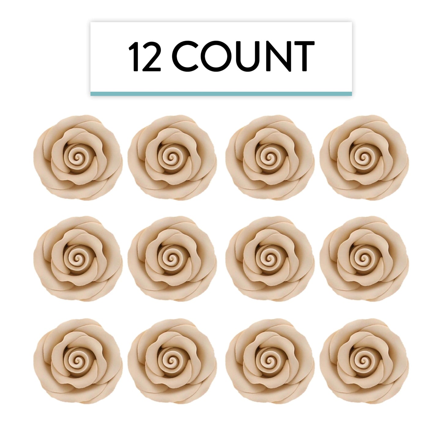 Global Sugar Art Premium Edible Roses, Unwired, 1.5 inches, Ivory, 12 Count by Chef Alan Tetreault