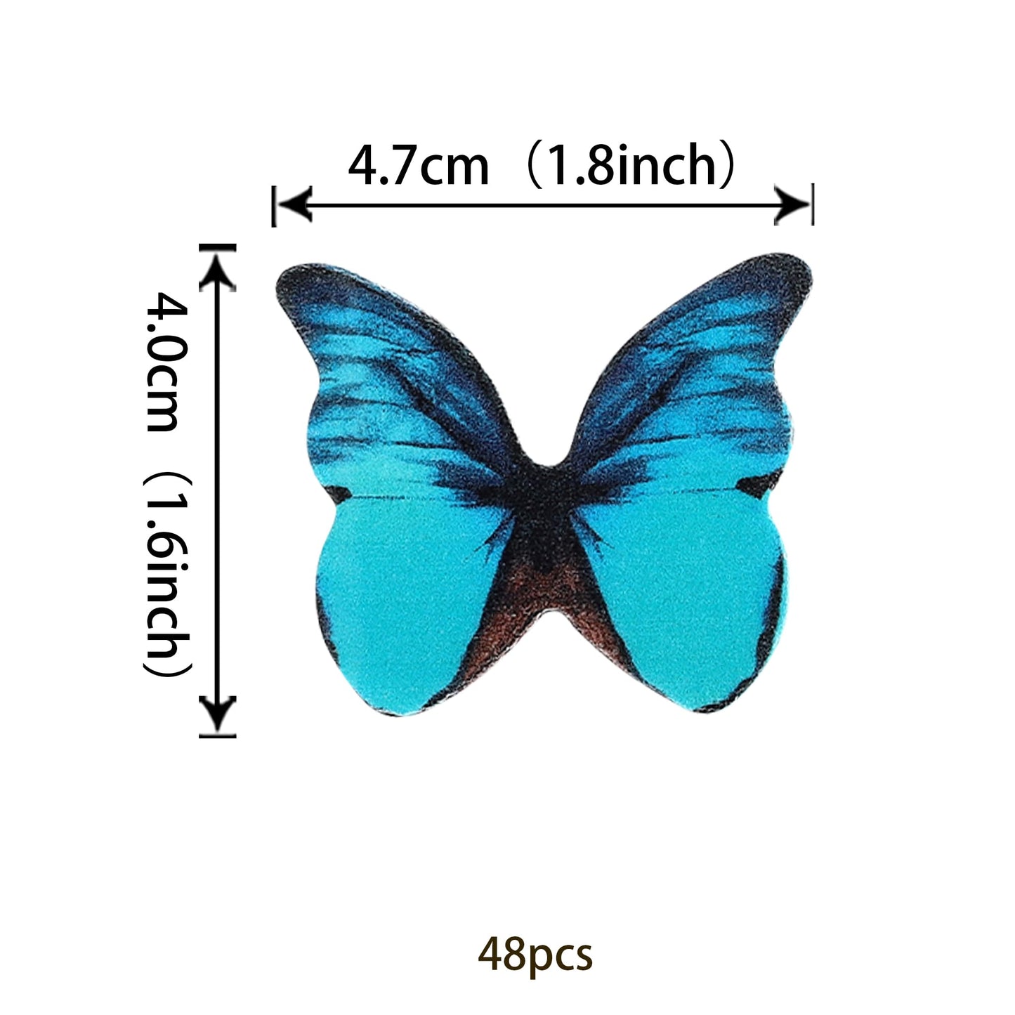 Rssta i 48 Pack Wafer Paper Butterflies Cupcake Toppers, Edible Cake Decorations, Blue