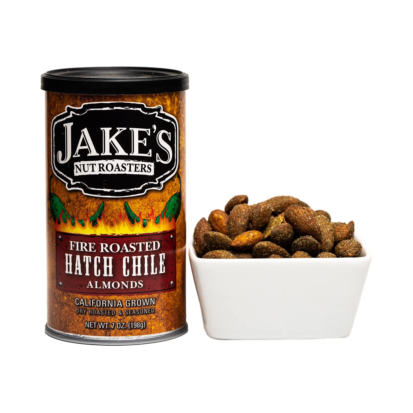 Jake'S Nut Roasters - Fire Roasted Hatch Chile Almonds (2 Pack) Whole Dry Roasted Seasoned Almonds - High-Protein Snack With A S