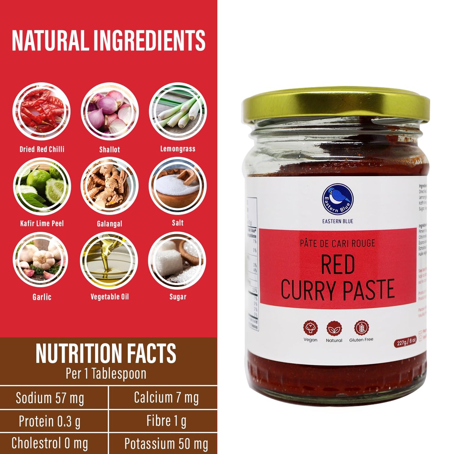 Thai Red Curry Paste 8 Oz | Vegan, Gluten Free & Nut Free | Authentic Eastern Blue Thai Curry Paste For Tasty Dishes And Curries