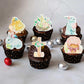Gyufise 48Pcs Edible Happy Easter Cupcake Toppers Wafer Paper Rabbit Eggs Cupcake Picks Edible Bunny Cake Decors For Spring Theme Baby Shower Birthday Party Supplies