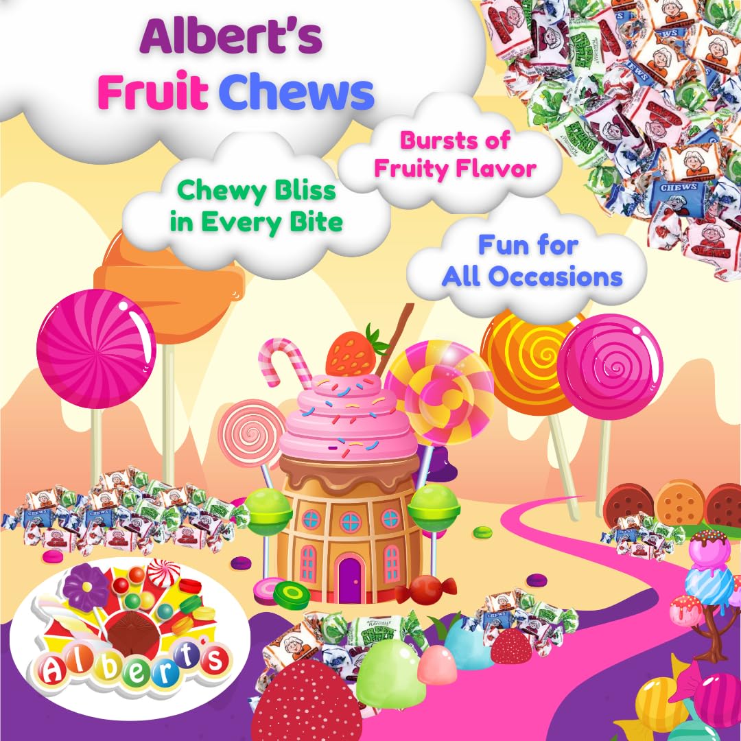 Alberts Candy Assorted Fruit Chews Candy, Individually Wrapped (240 Pcs (2-Pack), Assorted)