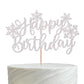 Rsstarxi Snowflake Happy Birthday Cake Topper Glitter Winter Theme Silver, Model: xm138-silver, Baby Shower Decorations
