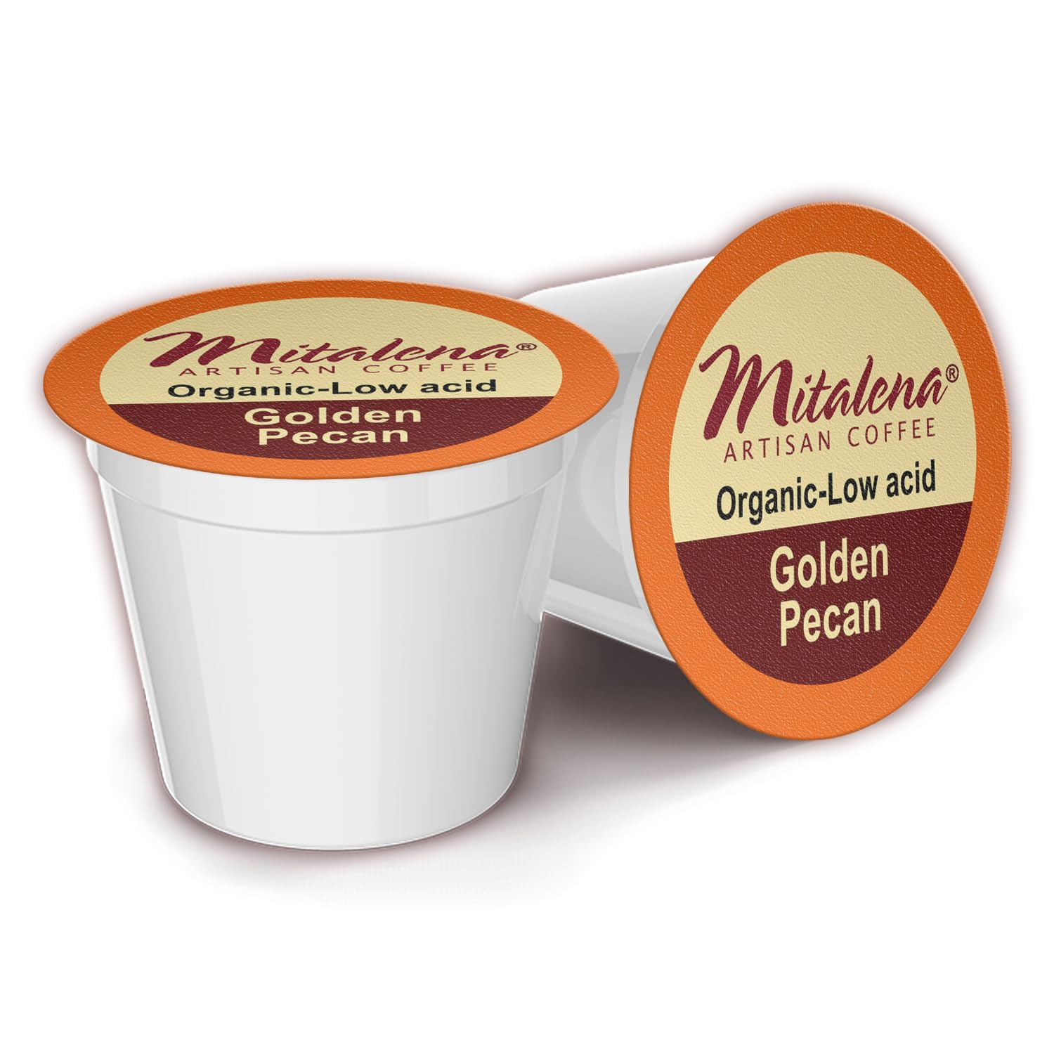 Mitalena Gourmet Coffee Golden Pecan Low Acid Coffee Pods, Medium Roast K Cups, Vanilla & Pecan Flavor, 12 Count