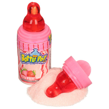 Baby Bottle Pop Colorfest Individually Wrapped Pink Strawberry Party Pack – 10 Strawberry Lollipops W/ Powdered Sugar Dip - Bulk Candy For Party Favors, Birthdays, & Gender Reveal Parties