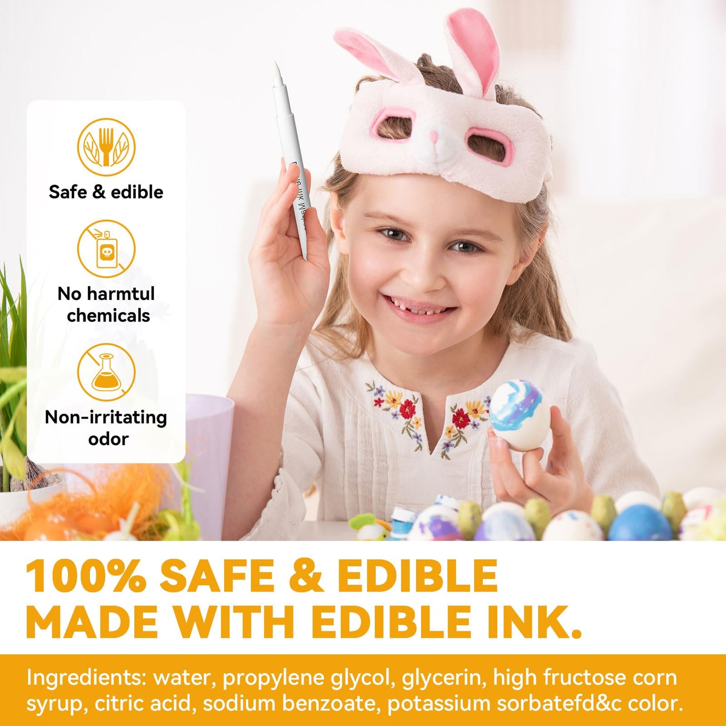 3Pcs White Edible Markers For Cookie Decorating, Edible Pen With Upgraded Smooth Tip, Food Grade Gourmet Writer For Decorating Fondant Cakes, Easter Eggs, Frosting, Macaron