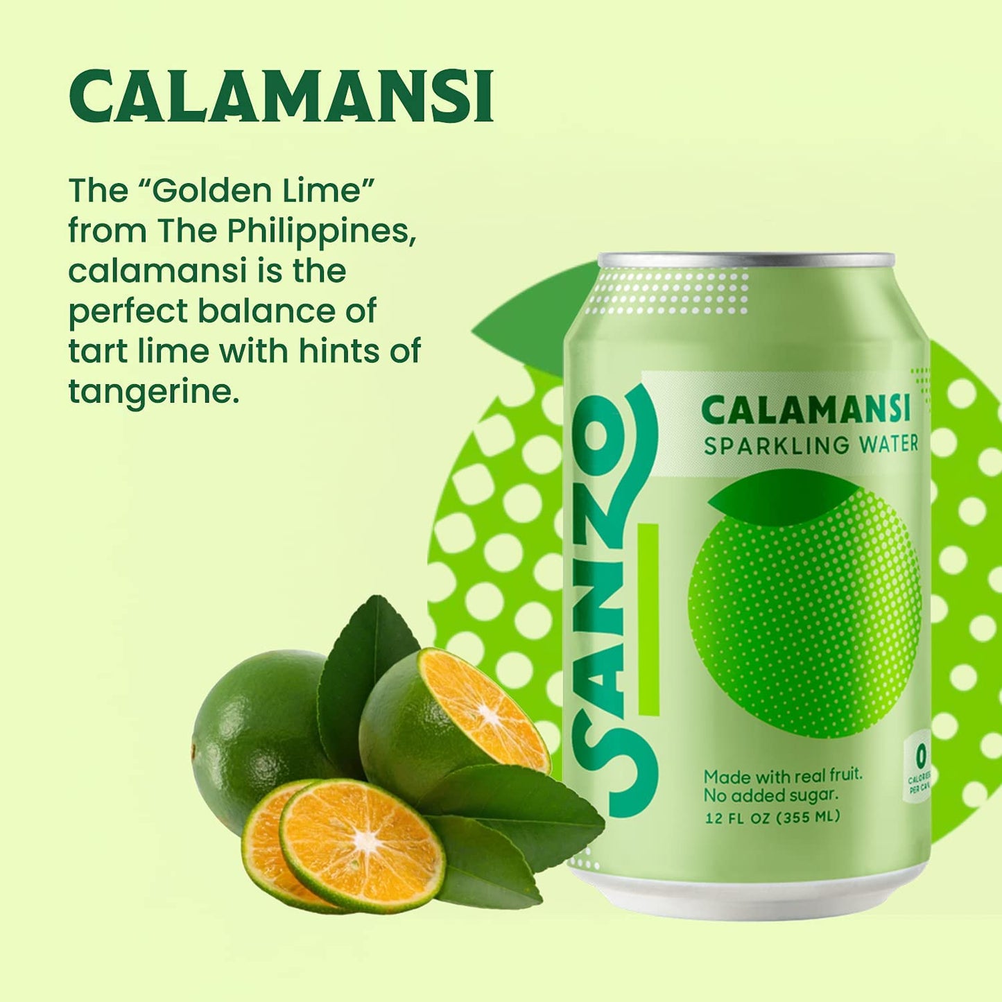 Sanzo Flavored Sparkling Water Variety Pack - 12-Pack - Calamansi (Lime), Lychee (Berry) and Mango (Alphonso) - Made with Real F