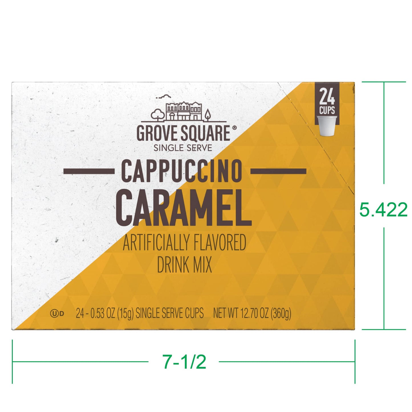 Grove Square Cappuccino Pods, Caramel, Single Serve, 24 Count, Model 12G001F4652
