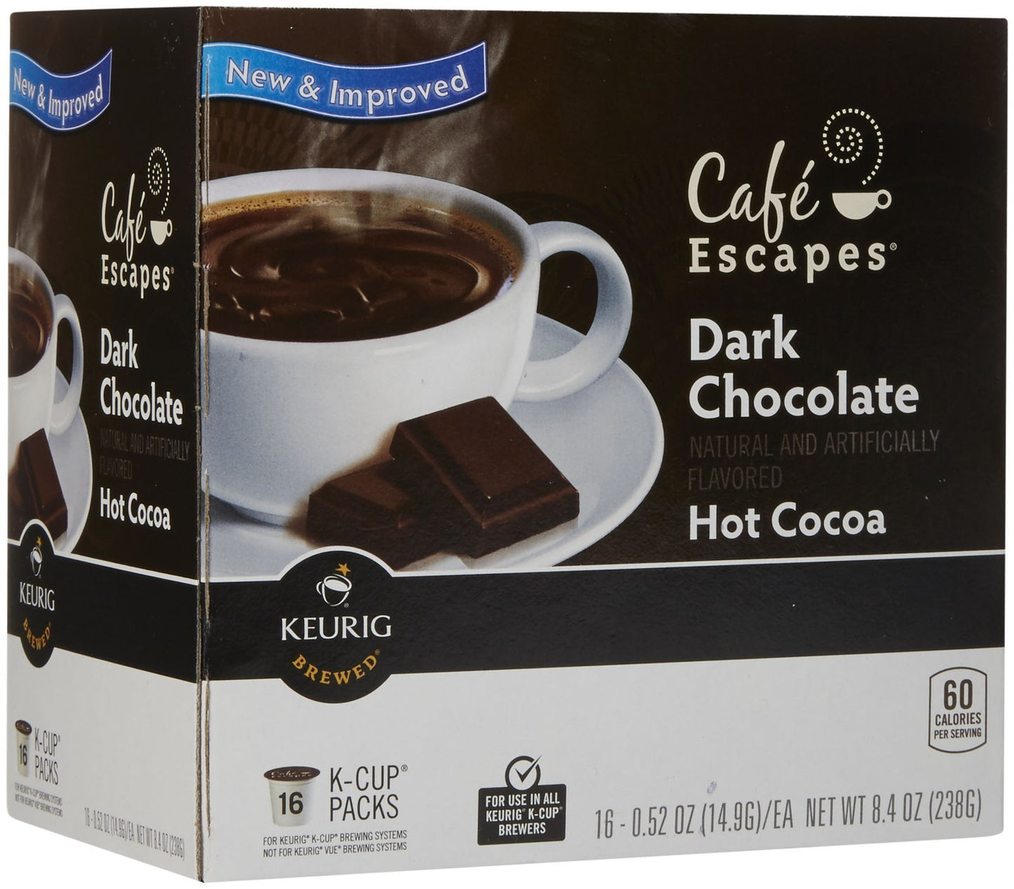 Cafe Escapes Dark Chocolate Hot Cocoa Keurig K-Cups, 16 Count