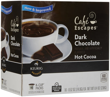 Cafe Escapes Dark Chocolate Hot Cocoa Keurig K-Cups, 16 Count