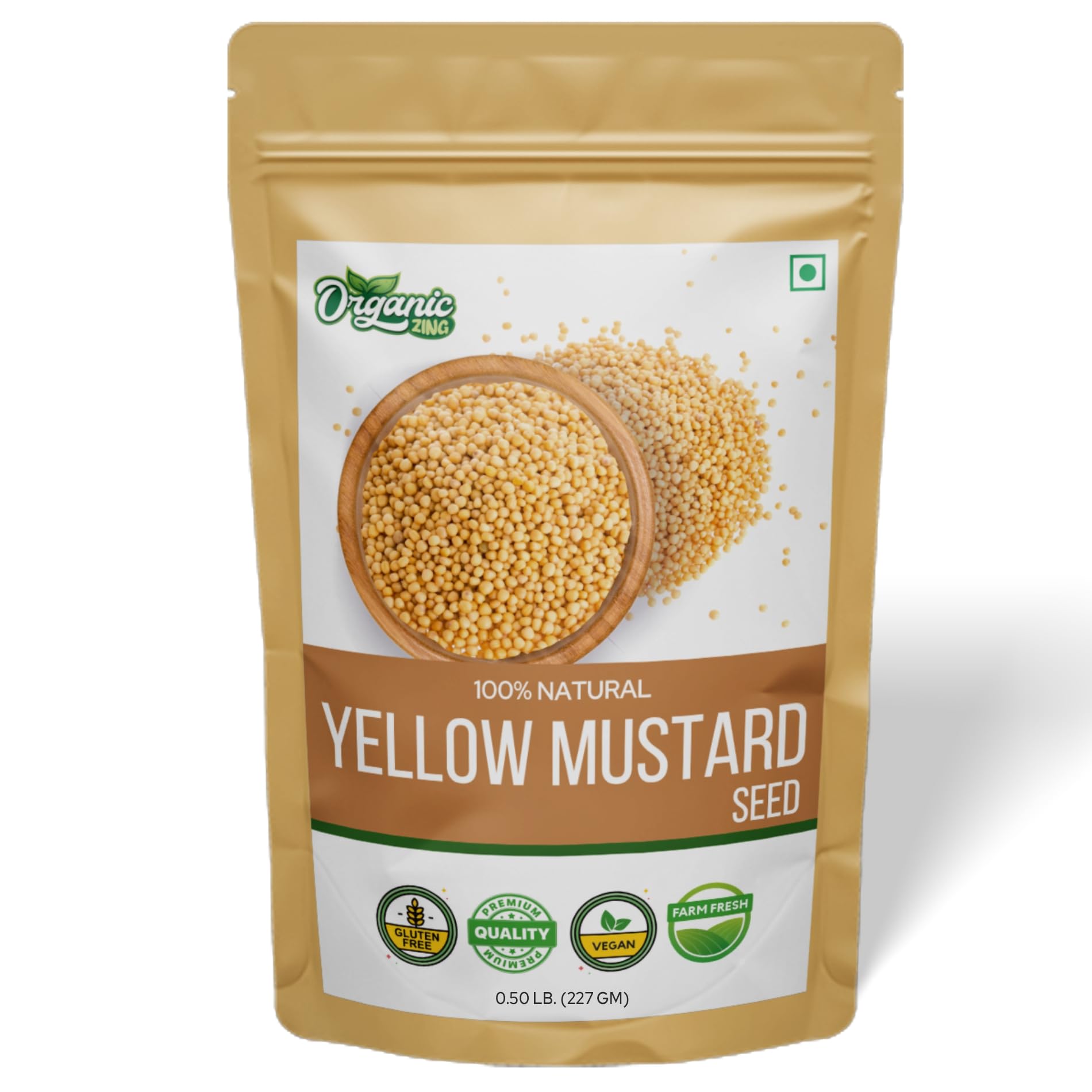 Organic Zing Yellow Mustard Seeds | Whole Yellow Mustard Seed for Pickles & Cooking | 100% Raw Mustard Seeds (227 Gram) Pack of 