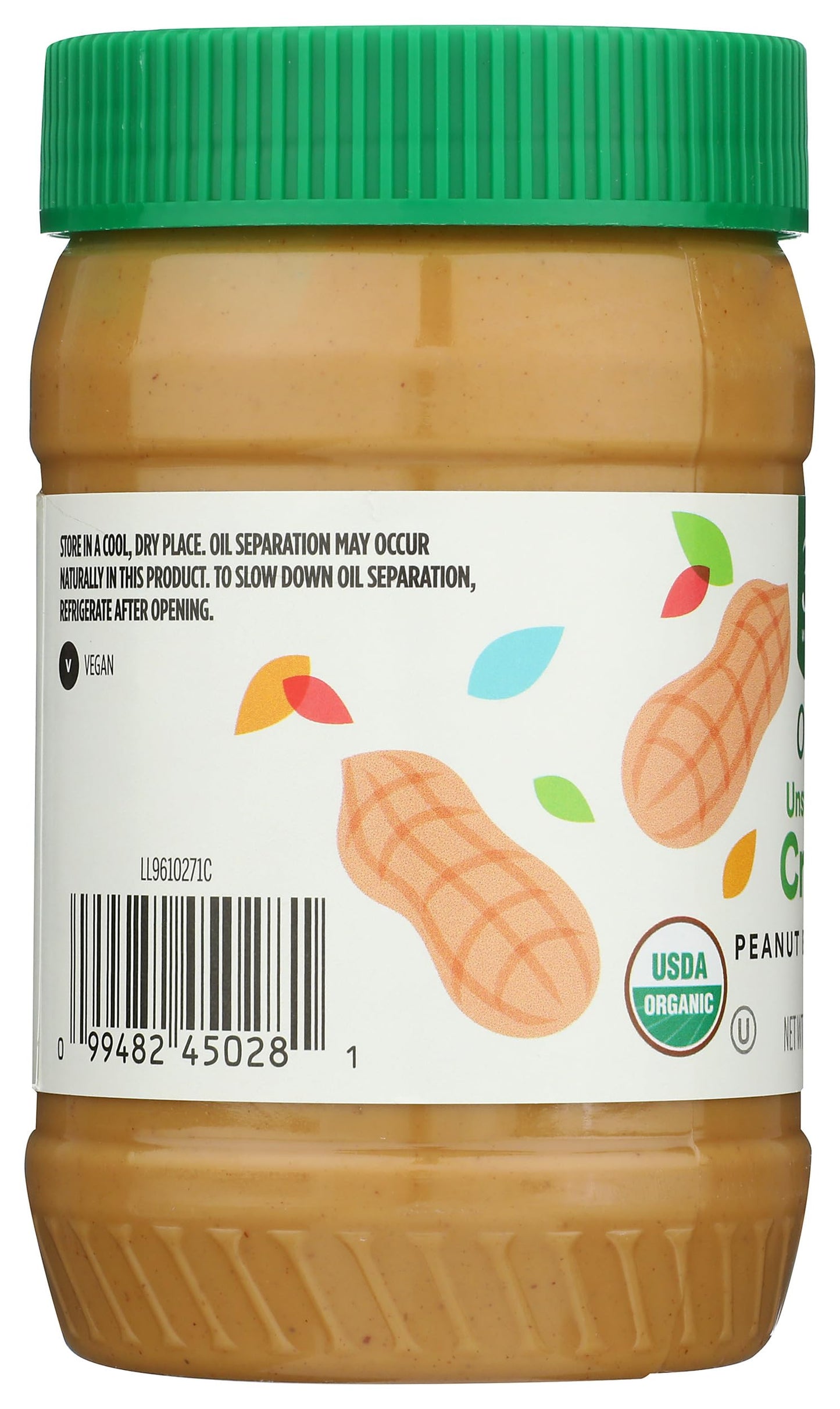 365 by Whole Foods Market Organic Unsweetened Peanut Butter, 16 OZ - Healthy Spread, No Added Sugar, Vegan, Gluten-Free