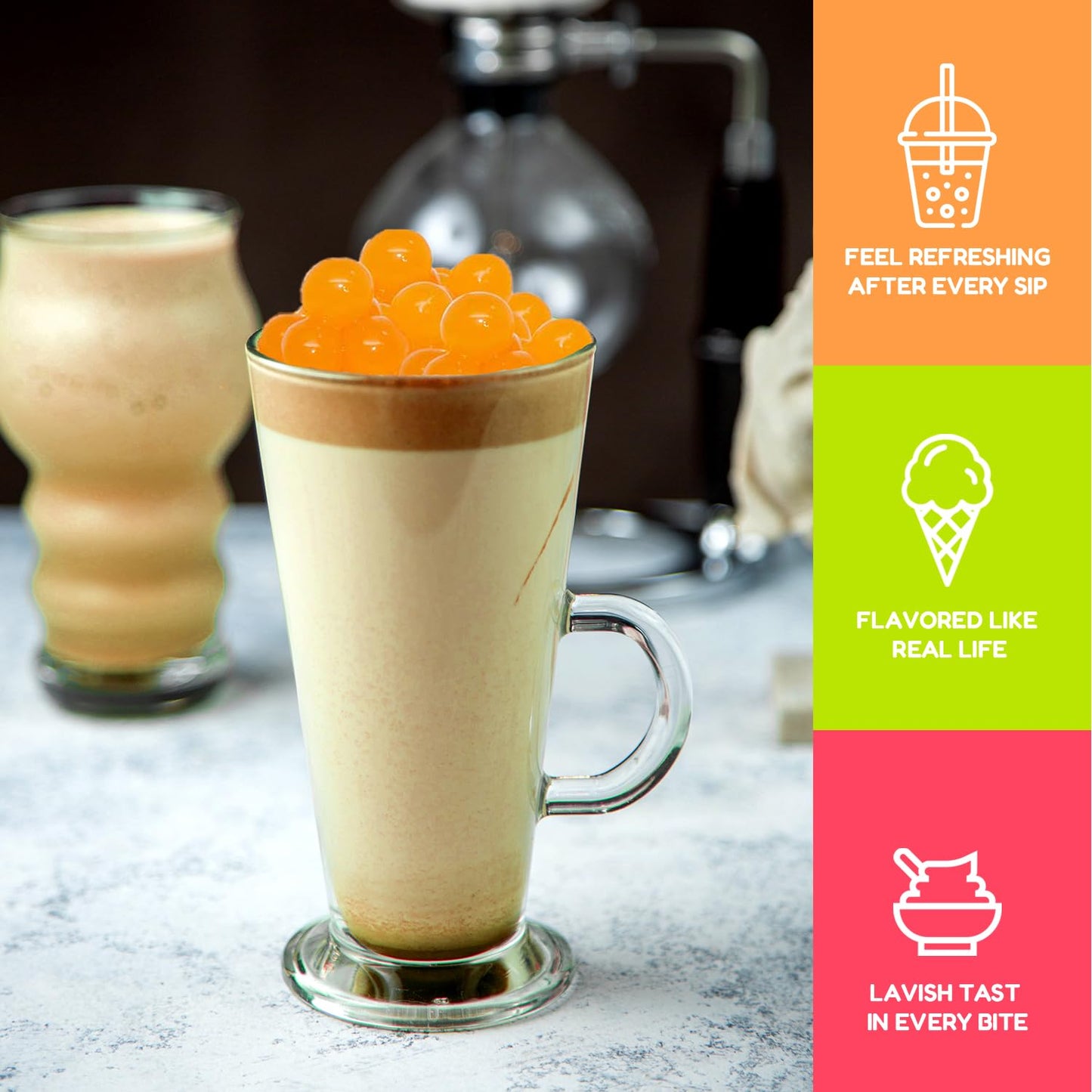 Fanale Popping Boba Pearls For Bubble Tea - 7 Pound (Pack Of 4) | Passion Fruit | Bursting Boba Pearls Bubble | Fruit Juice Flav