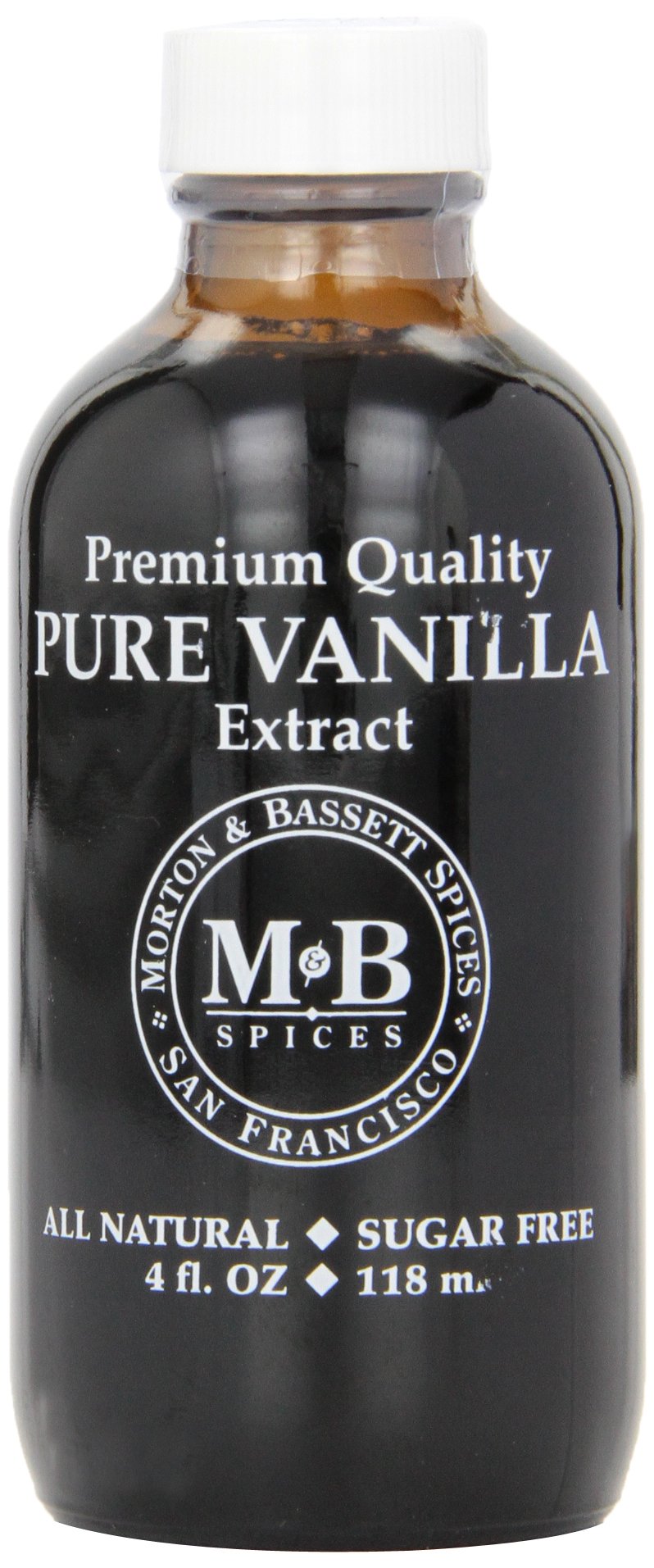 Morton & Bassett Pure Vanilla Extract, Non-GMO, 4 fl oz, Rich Flavor for Baking & Desserts