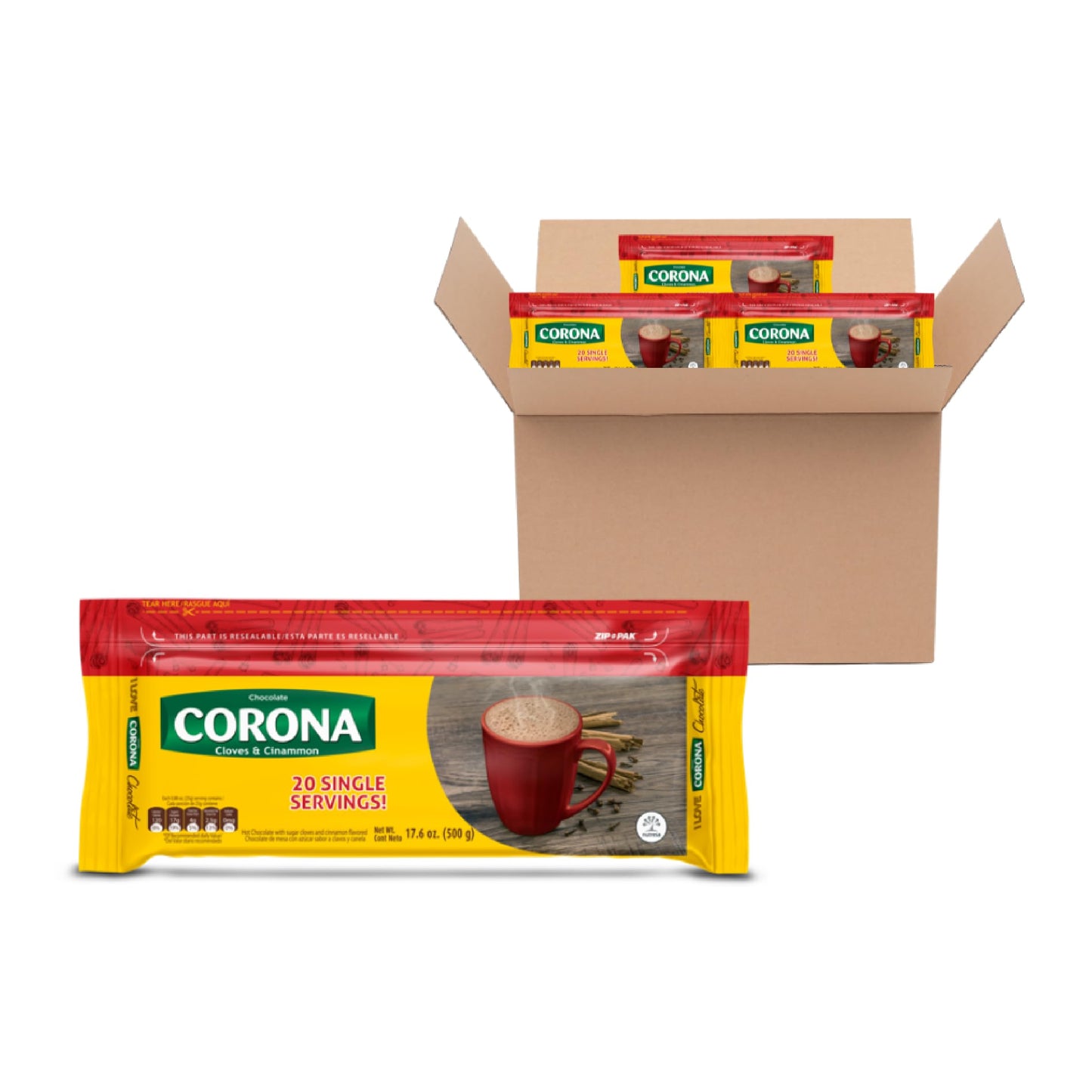 CORONA Resealable Chocolate Bars with Cinnamon & Cloves, 17.6 Ounce (Pack of 3)