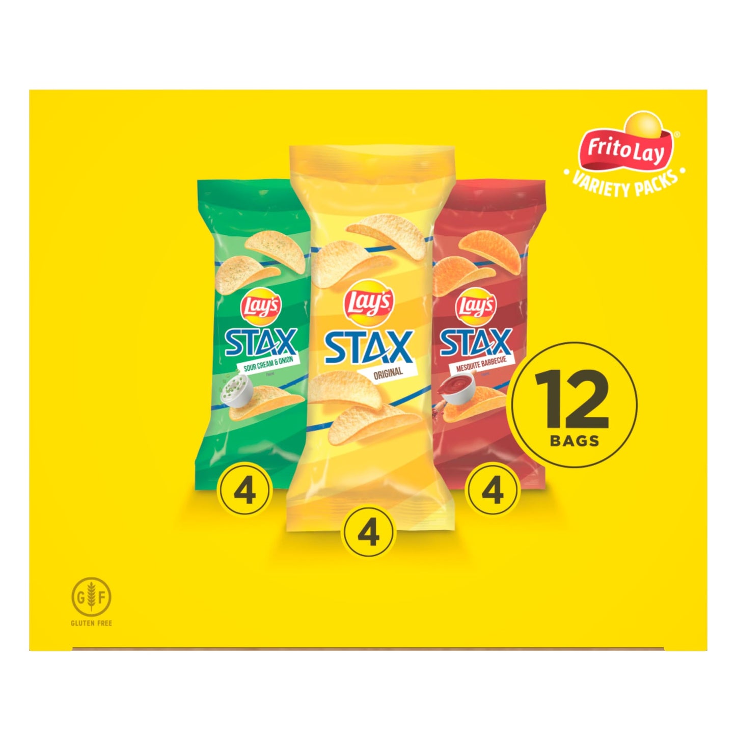 Lays Stax Potato Crisps Chips  Variety Pack  Gluten Free  0.75 Oz Canisters  12 Pack