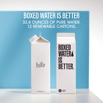 Boxed Water 33.8 Oz. (12 Pack) - Purified Drinking Water In 92% Plant- Based Boxes - 100% Recyclable, Bpa-Free, Refillable/Reusable 1 Liter Water Cartons - More Sustainable Than Plastic Bottled Water
