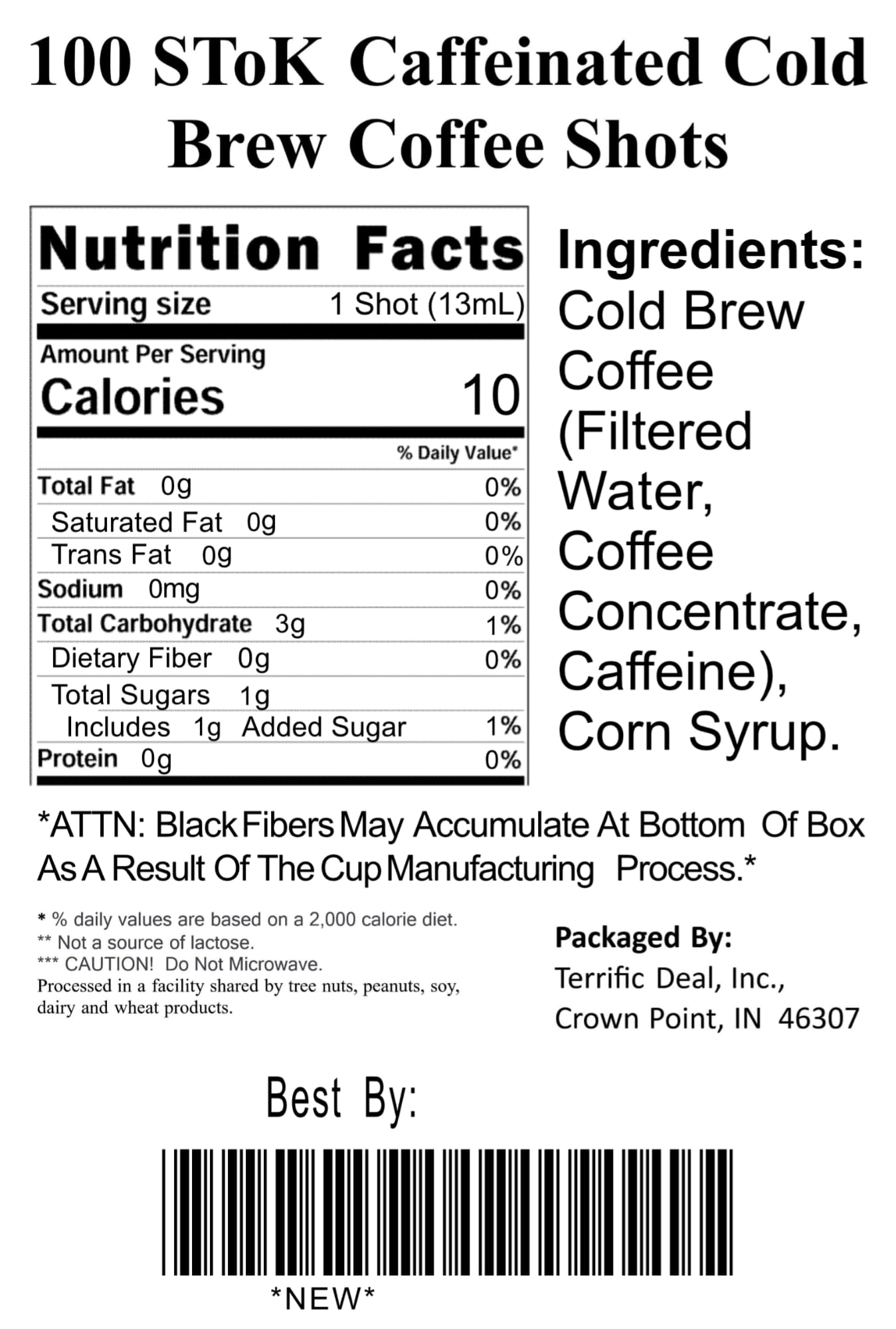 STOK Caffeinated Black Coffee Shots - Unsweetened, 100 Fl Oz (Pack of 1)