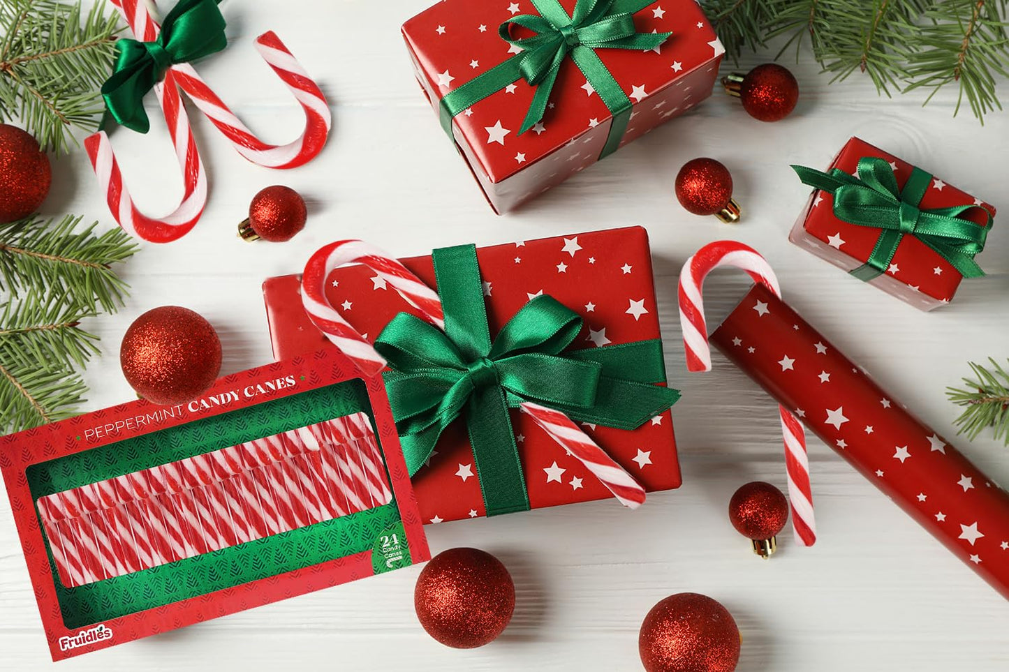 Fruidles 48-Pack Christmas Candy Canes Suckers, Peppermint Flavor, Individually Wrapped (48-Pack)