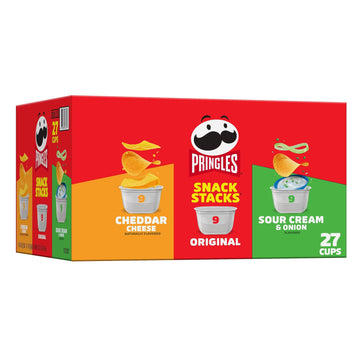 Pringles Potato Crisps Chips, On-The-Go Snacks, Snack Stacks, Variety Pack, 19.3Oz Box (27 Cups)​​