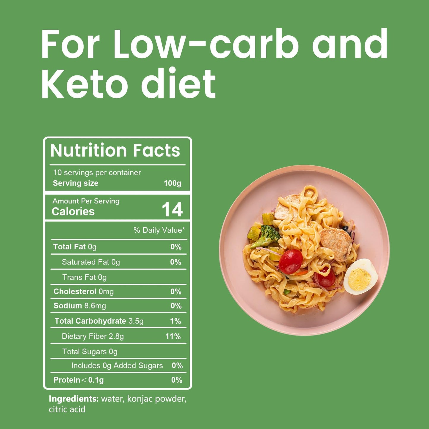 Hethstia Shirataki Noodle Fettuccine Low Calorie, Low-Carb Konjac Pasta Sugar Free, Healthy, Pre-Cooked and Ready to Eat, Keto,