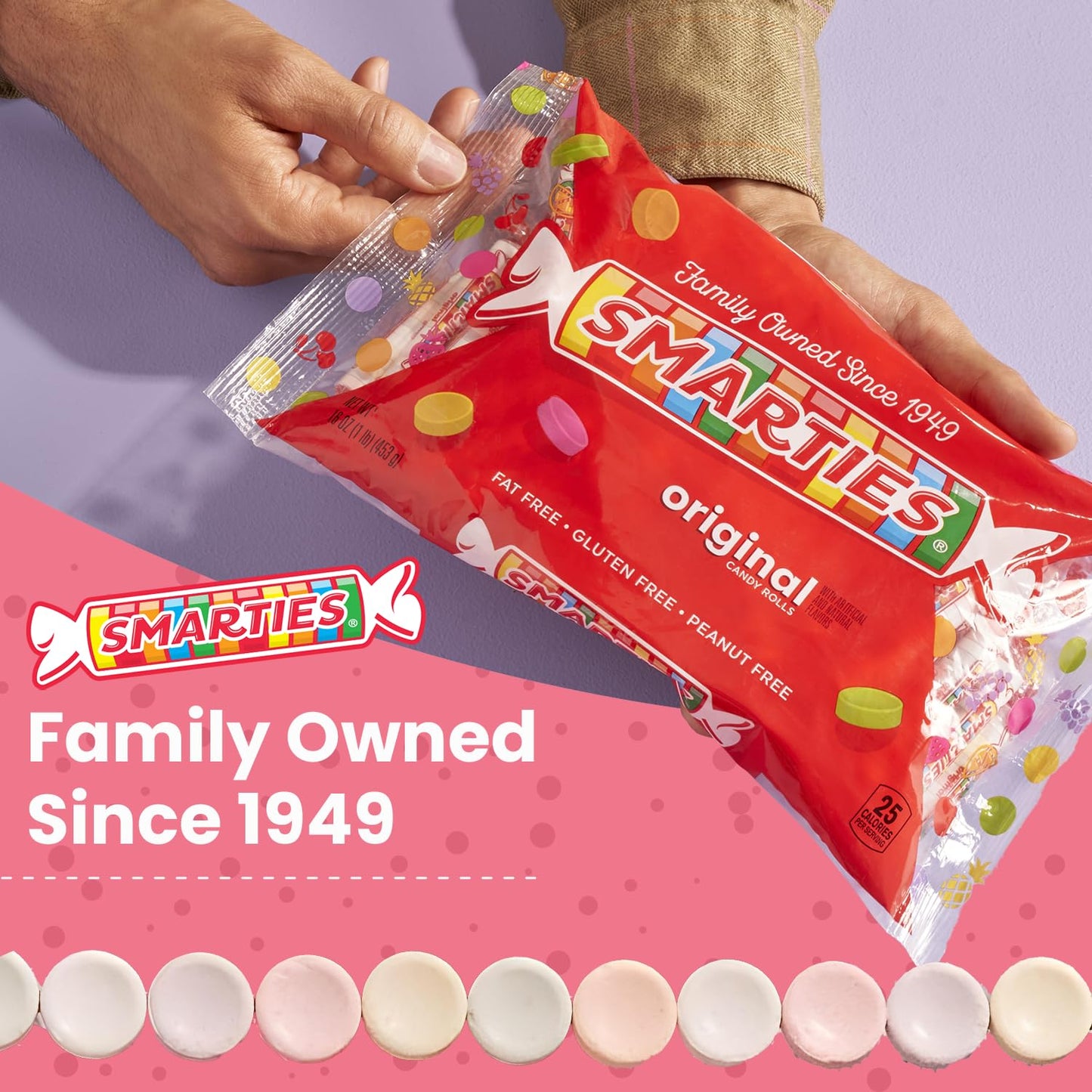 Smarties Candy Bulk Rolls Original Flavor - Gluten & Vegan Free - Classic Sweetness From Family Owned Company Since 1949, Peanut