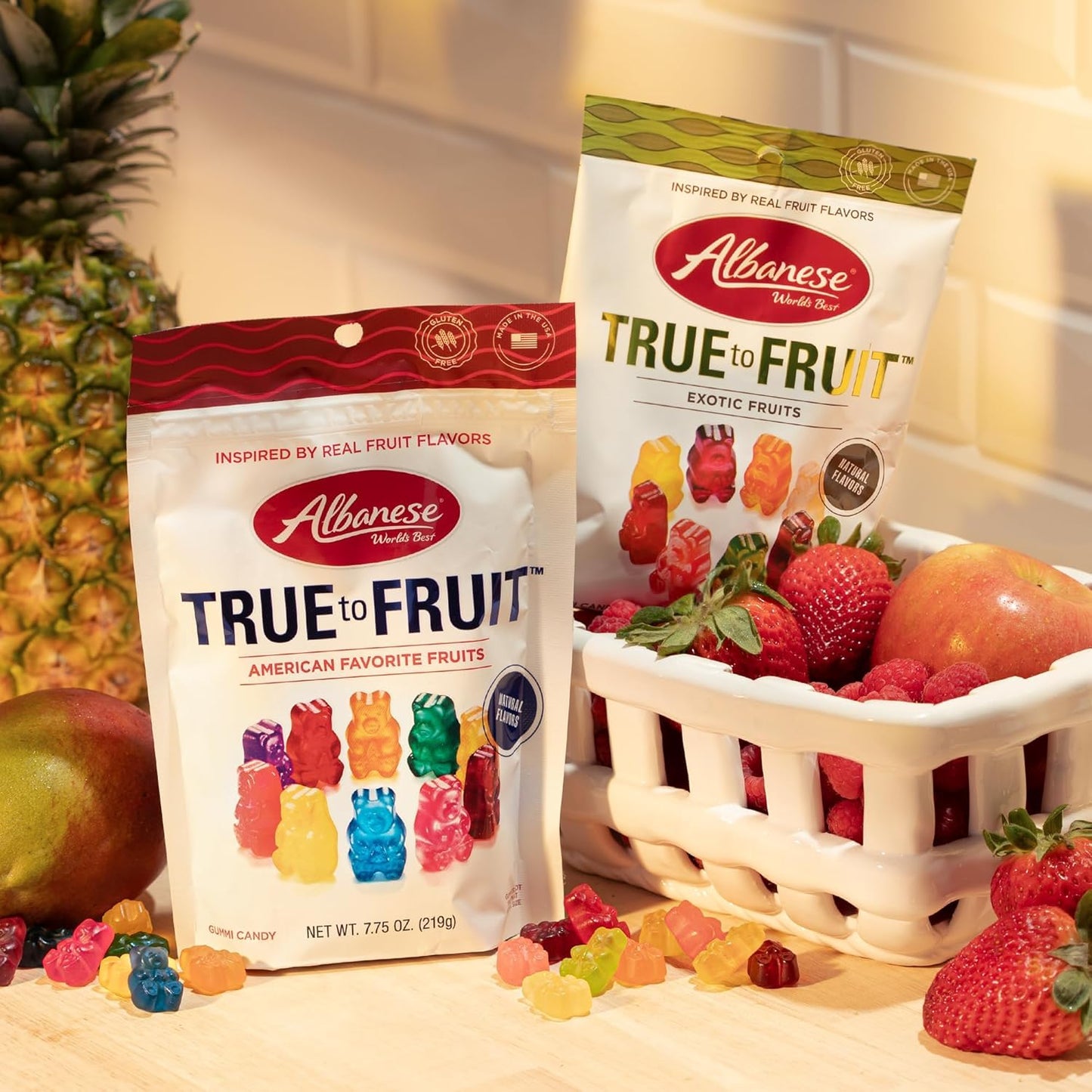 Albanese Worlds Best True To Fruit – Exotic Fruits Gummies, 7.75Oz Bag Of Candy, Individually Wrapped Soft & Chewy Candy Snacks