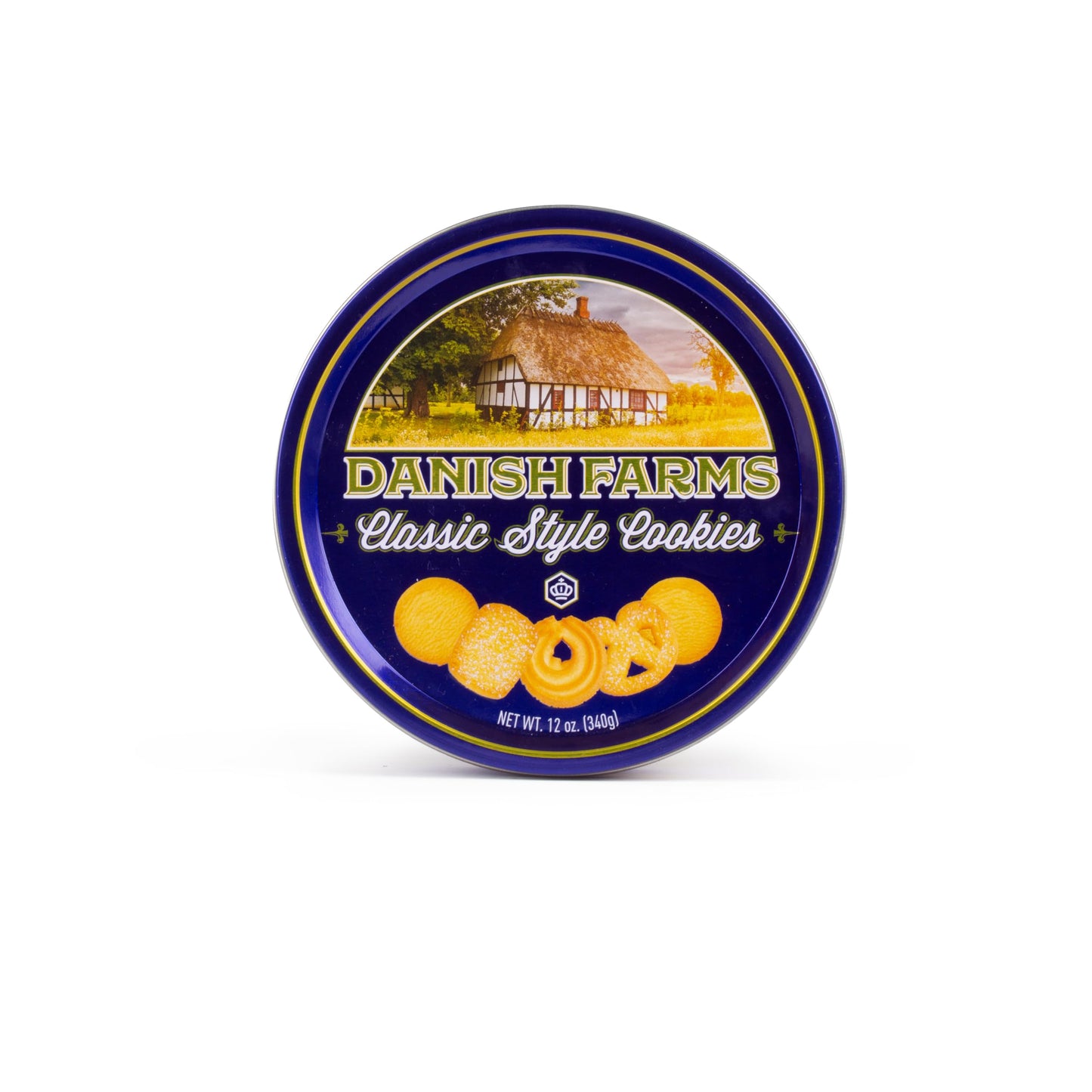 Danish Farms Traditional Butter Cookies, 12-Oz. Blue Cookie Tin, Traditional Danish Recipe Butter Cookies for Dessert or Snack,