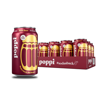 Poppi Sparkling Prebiotic Soda Beverage, Root Beer Flavor, 12 Fl Oz, Pack of 12, Model 0810063710330
