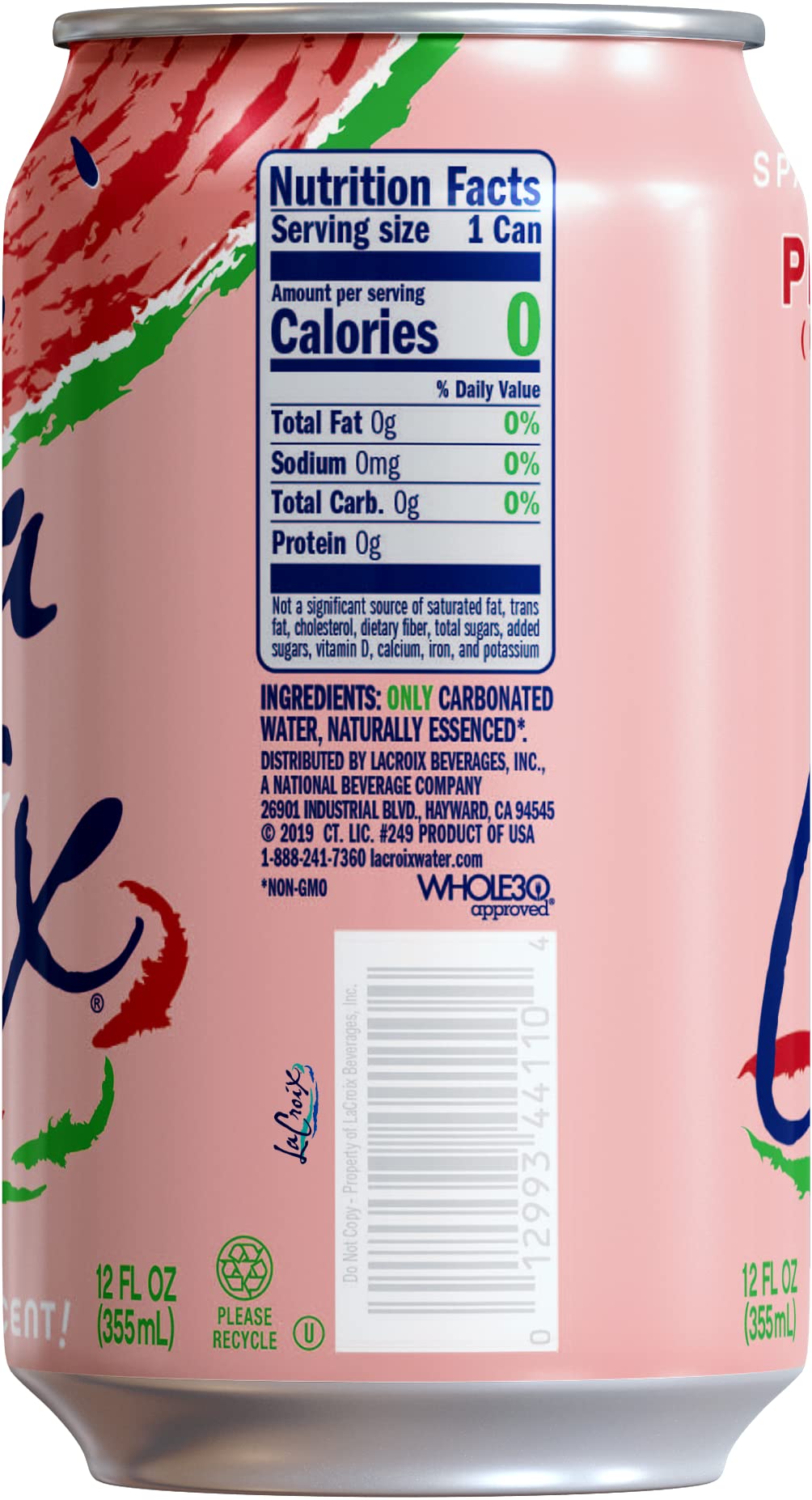 La Croix Sparkling Water, Watermelon Flavor, 12 Fl Oz, Pack of 8